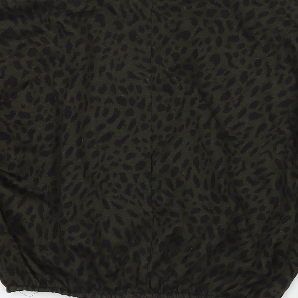 Zara Womens Green Round Neck Animal Print Polyester Pullover Jumper Size S - Leopard Print