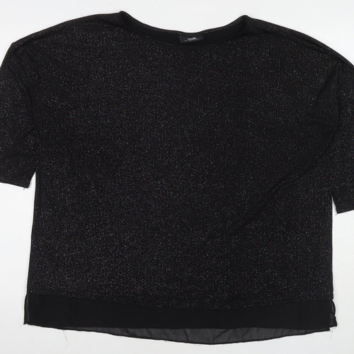 Wallis Womens Black Polyester Basic Blouse Size L Round Neck