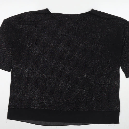 Wallis Womens Black Polyester Basic Blouse Size L Round Neck
