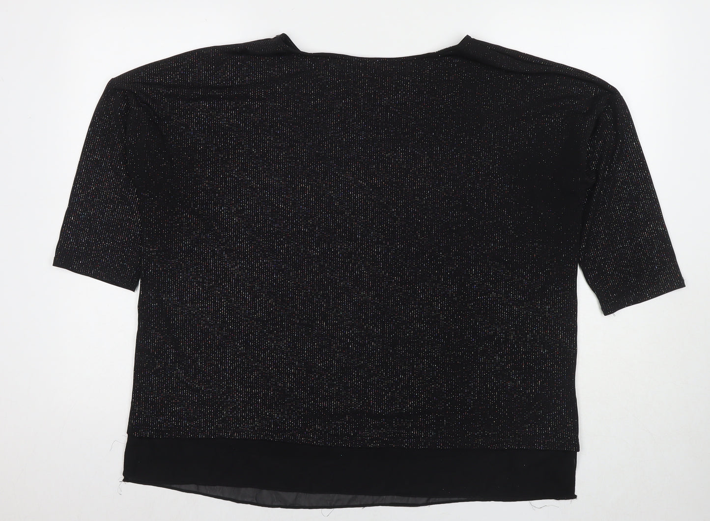 Wallis Womens Black Polyester Basic Blouse Size L Round Neck