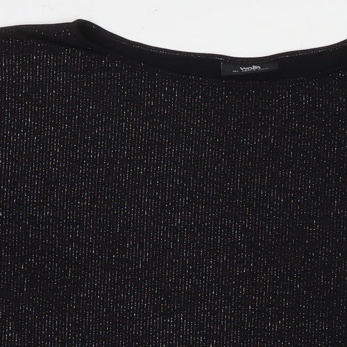 Wallis Womens Black Polyester Basic Blouse Size L Round Neck