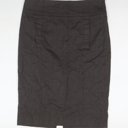 Zara Womens Brown Polyester Straight & Pencil Skirt Size L Zip