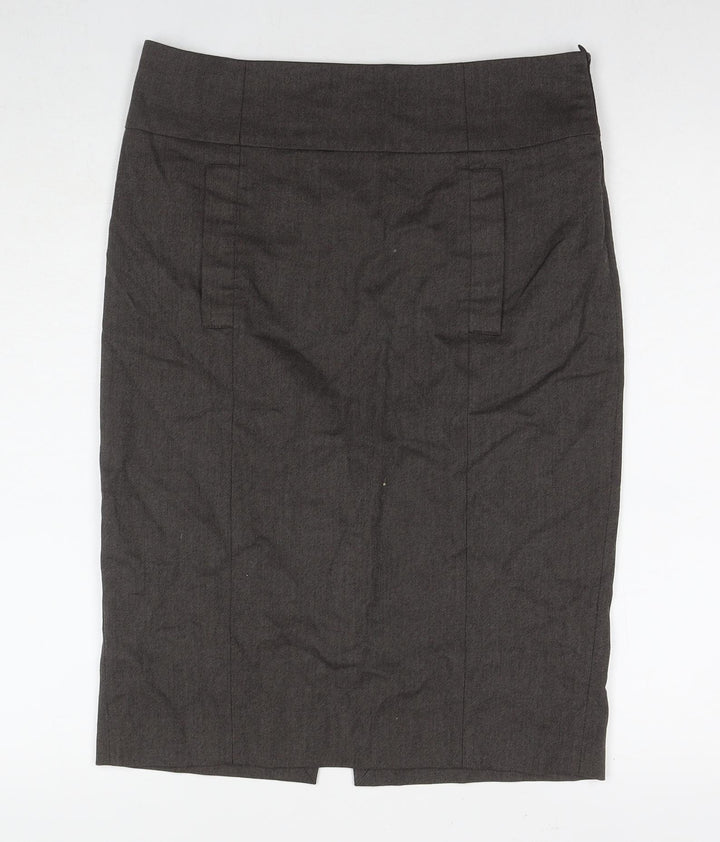 Zara Womens Brown Polyester Straight & Pencil Skirt Size L Zip