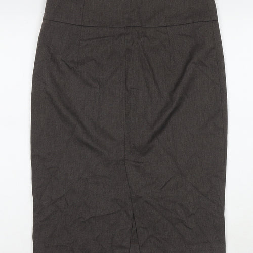 Zara Womens Brown Polyester Straight & Pencil Skirt Size L Zip