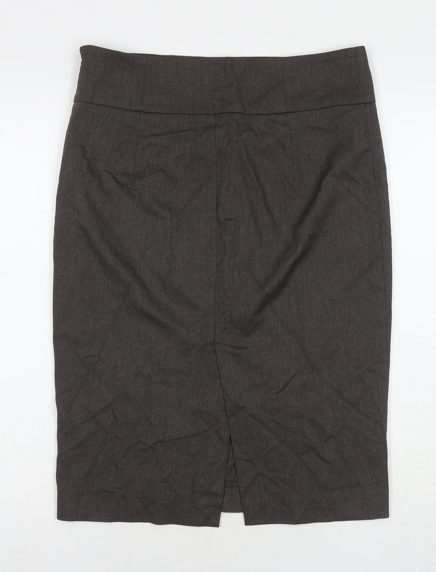 Zara Womens Brown Polyester Straight & Pencil Skirt Size L Zip
