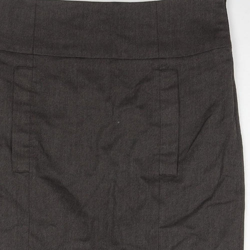 Zara Womens Brown Polyester Straight & Pencil Skirt Size L Zip