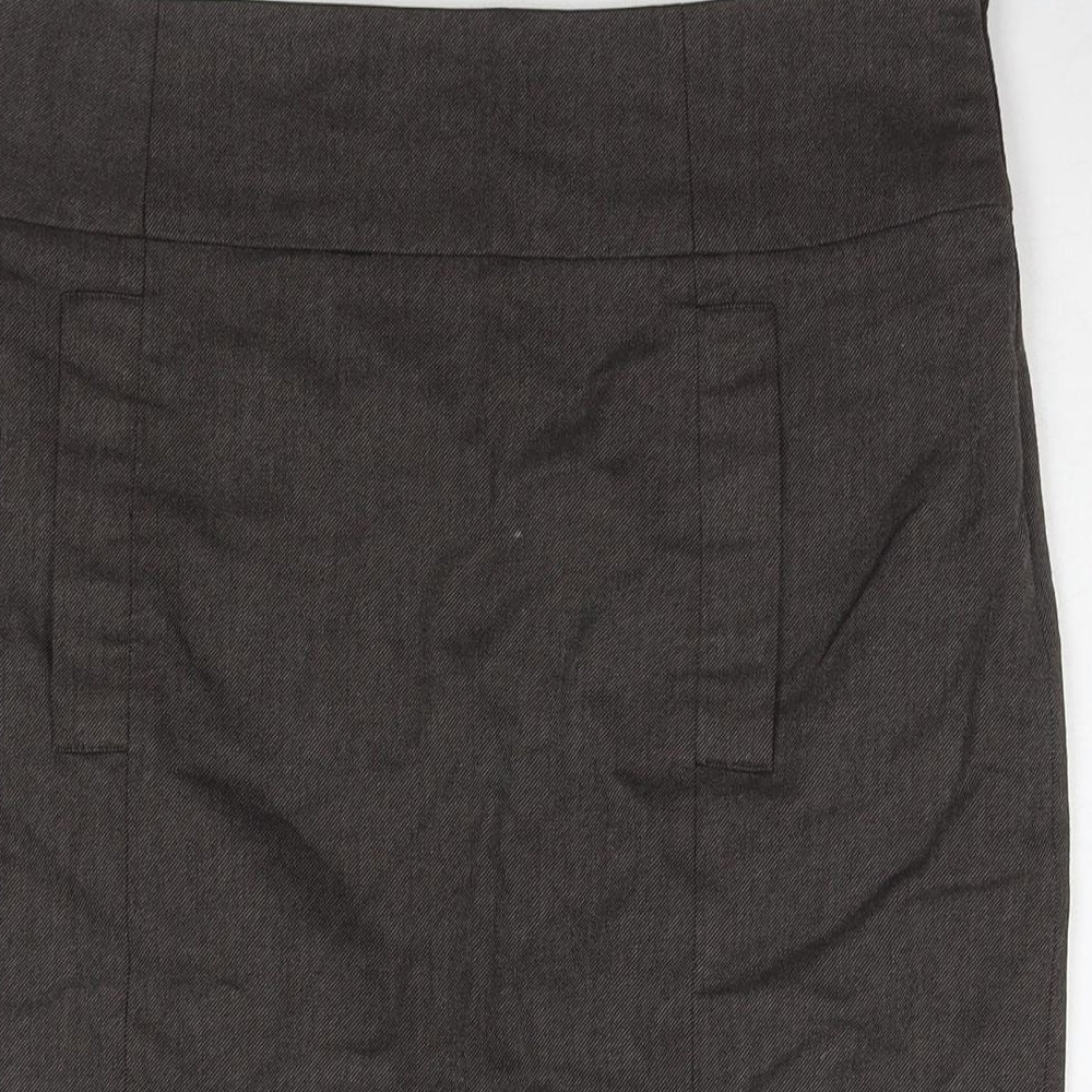 Zara Womens Brown Polyester Straight & Pencil Skirt Size L Zip