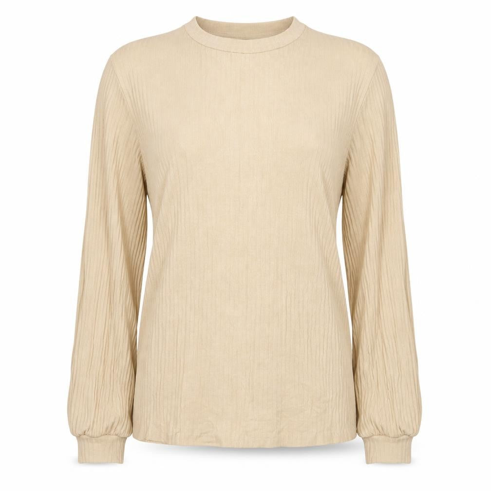 Front view of Sisters women’s beige round neck viscose jumper, size L