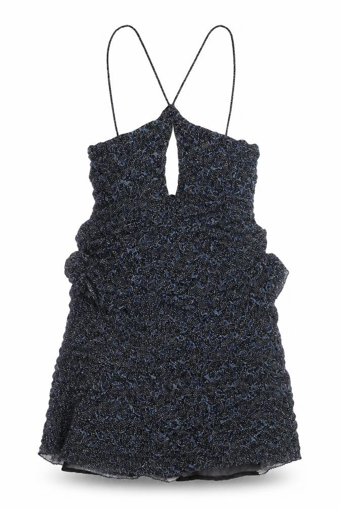 Zara Womens Blue Geometric Viscose Tank Dress Size L Round Neck Pullover