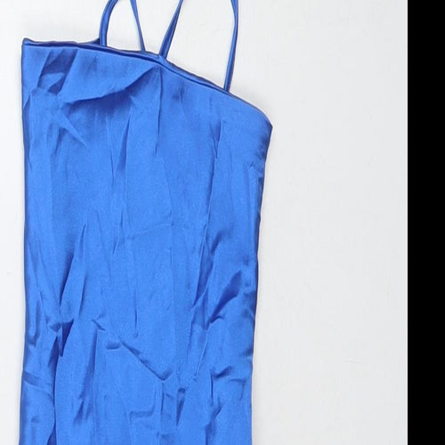 First Distraction Womens Blue Polyester Mini Size 10 Square Neck Tie