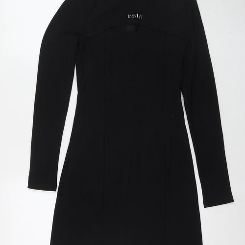 Urban Revivo Womens Black Polyester A-Line Size S Round Neck Zip - Inner