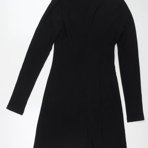 Urban Revivo Womens Black Polyester A-Line Size S Round Neck Zip - Inner