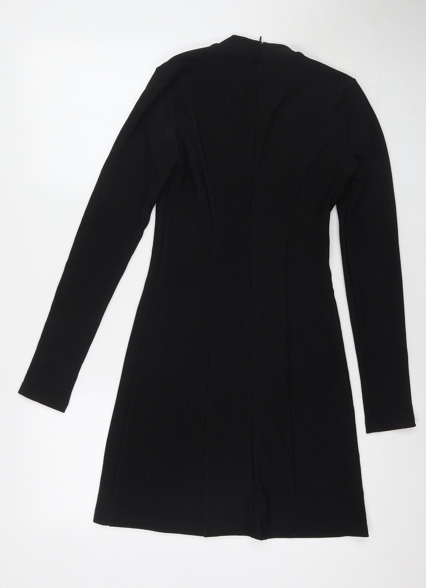 Urban Revivo Womens Black Polyester A-Line Size S Round Neck Zip - Inner