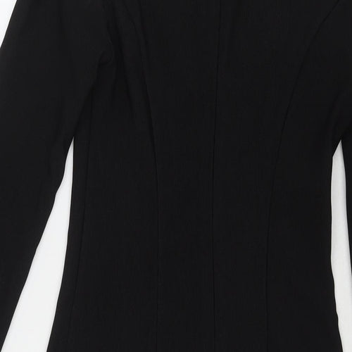 Urban Revivo Womens Black Polyester A-Line Size S Round Neck Zip - Inner