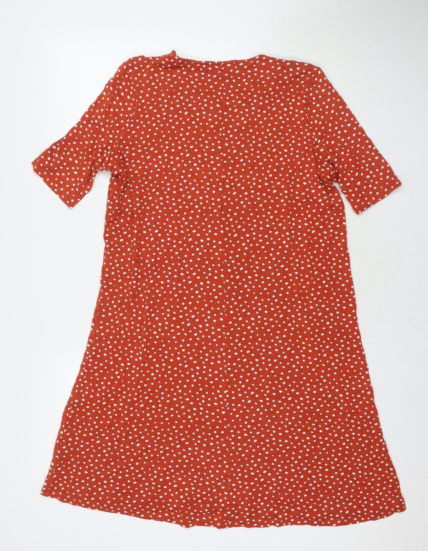 Marks and Spencer Womens Brown Geometric Viscose A-Line Size 16 Round Neck Pullover