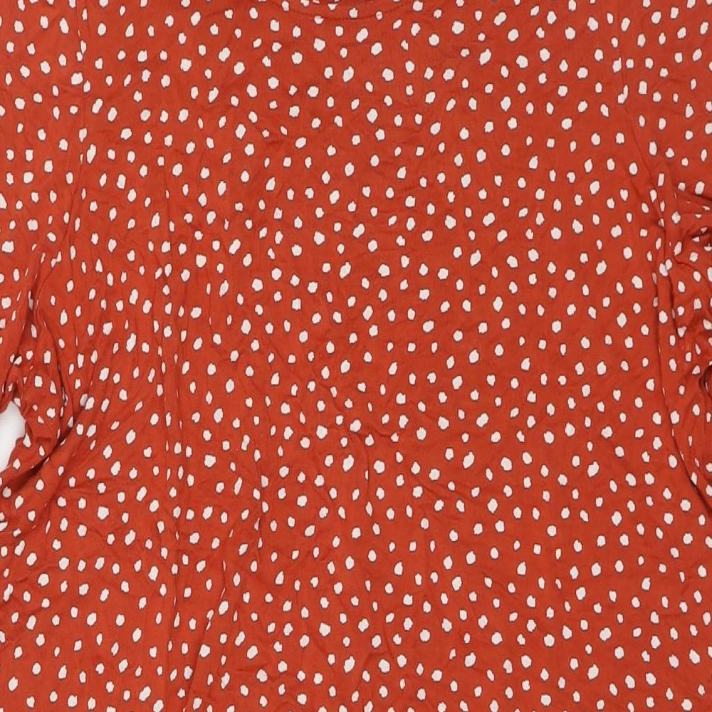 Marks and Spencer Womens Brown Geometric Viscose A-Line Size 16 Round Neck Pullover