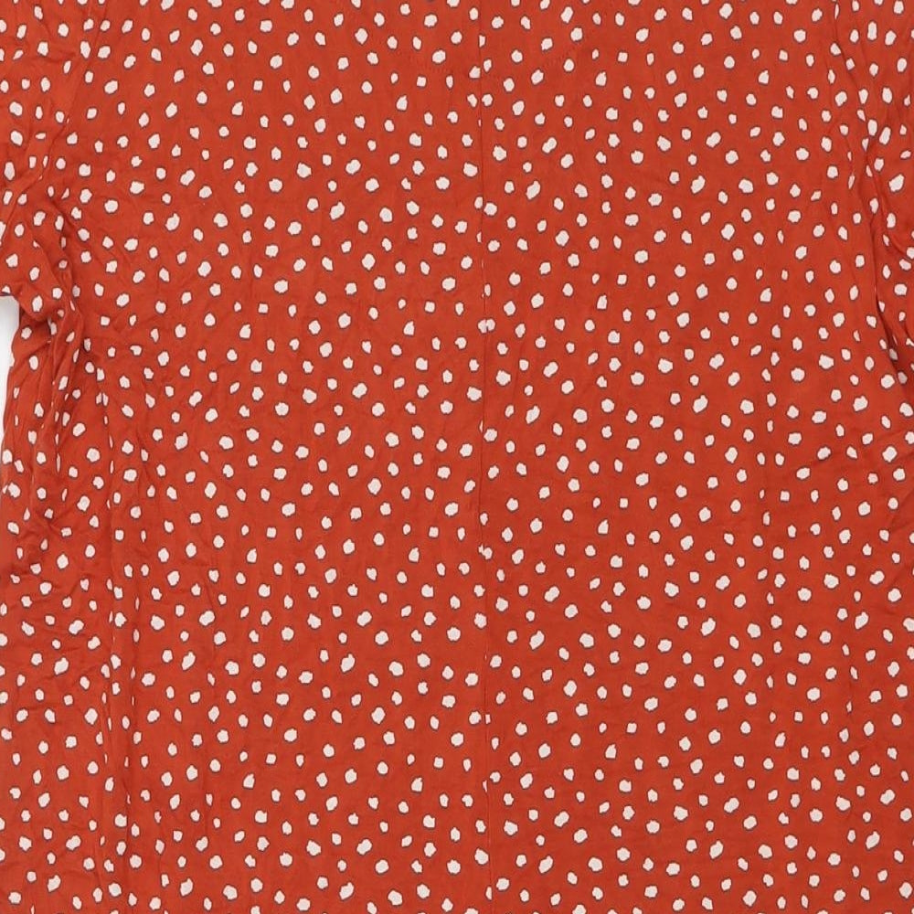 Marks and Spencer Womens Brown Geometric Viscose A-Line Size 16 Round Neck Pullover