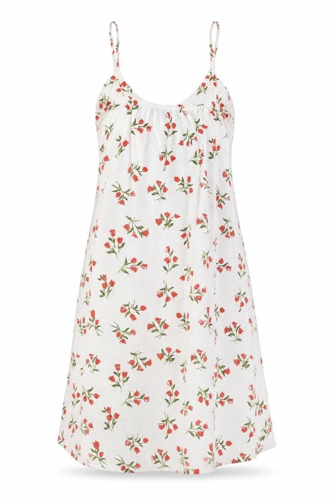 Front view of PRETTYLITTLETHING women’s white floral polyester mini, size UK 8, sweetheart pullover