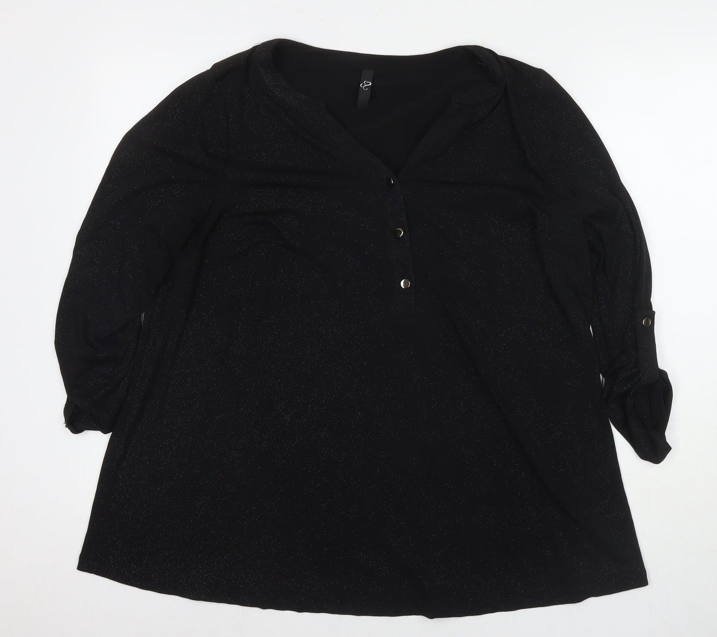 Arcadia Womens Black Polyester Basic Blouse Size 20 V-Neck