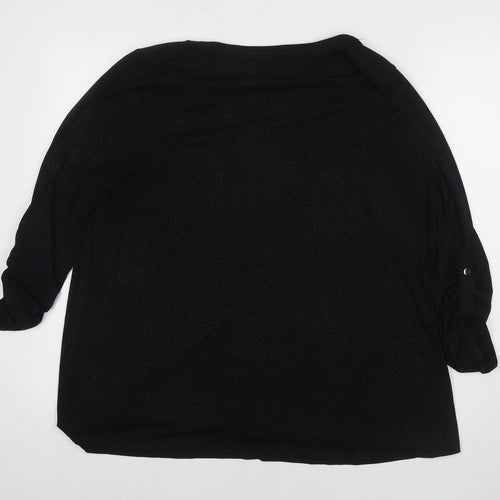 Arcadia Womens Black Polyester Basic Blouse Size 20 V-Neck