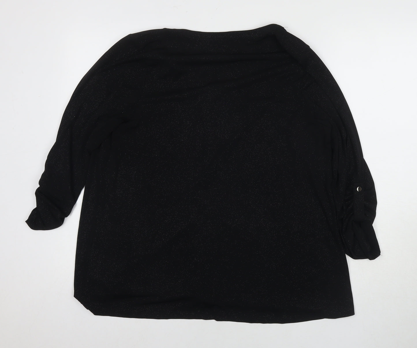 Arcadia Womens Black Polyester Basic Blouse Size 20 V-Neck