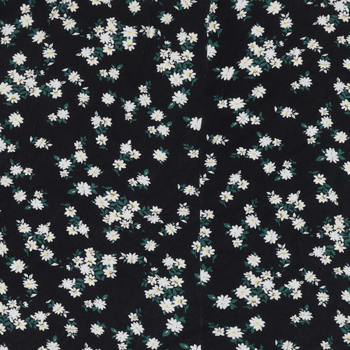Very Womens Black Floral Viscose Basic T-Shirt Size 20 Round Neck