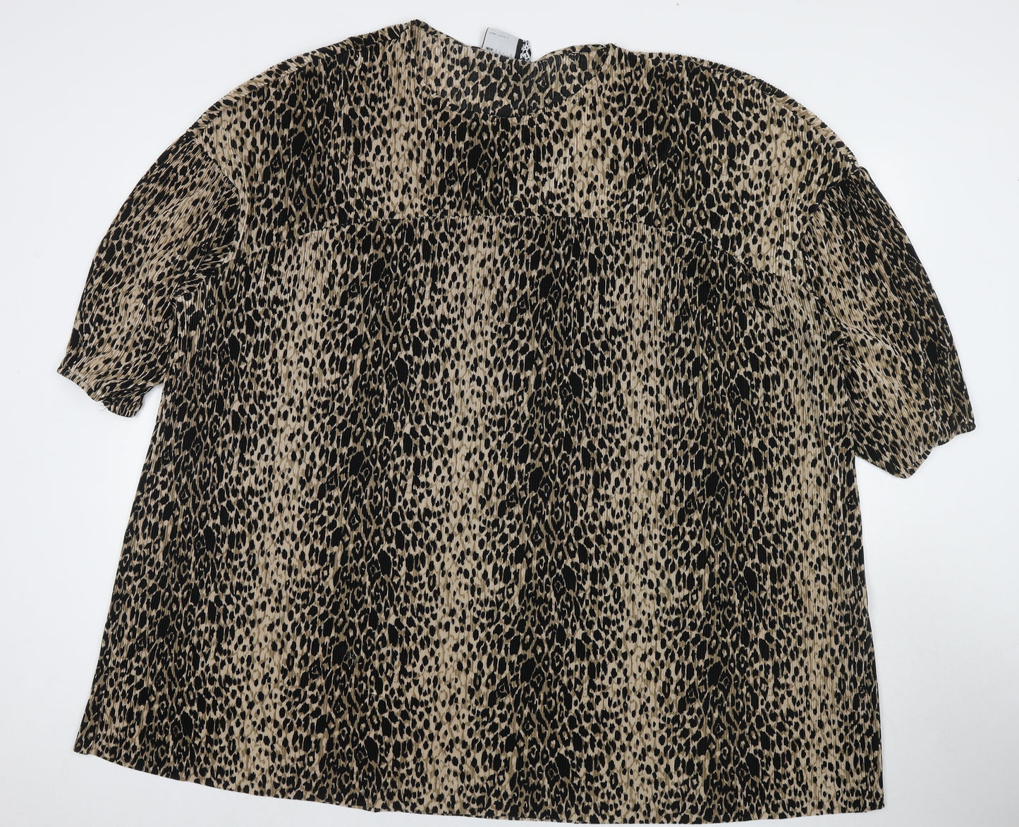 ASOS Womens Brown Animal Print Polyester Tunic T-Shirt Size 16 Round Neck