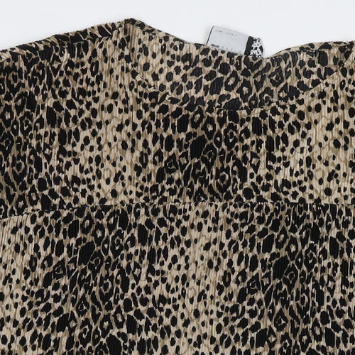 ASOS Womens Brown Animal Print Polyester Tunic T-Shirt Size 16 Round Neck