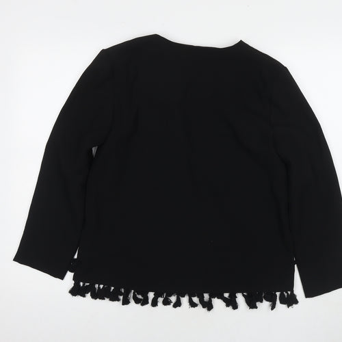 Zara Womens Black Polyester Basic Blouse Size S Round Neck