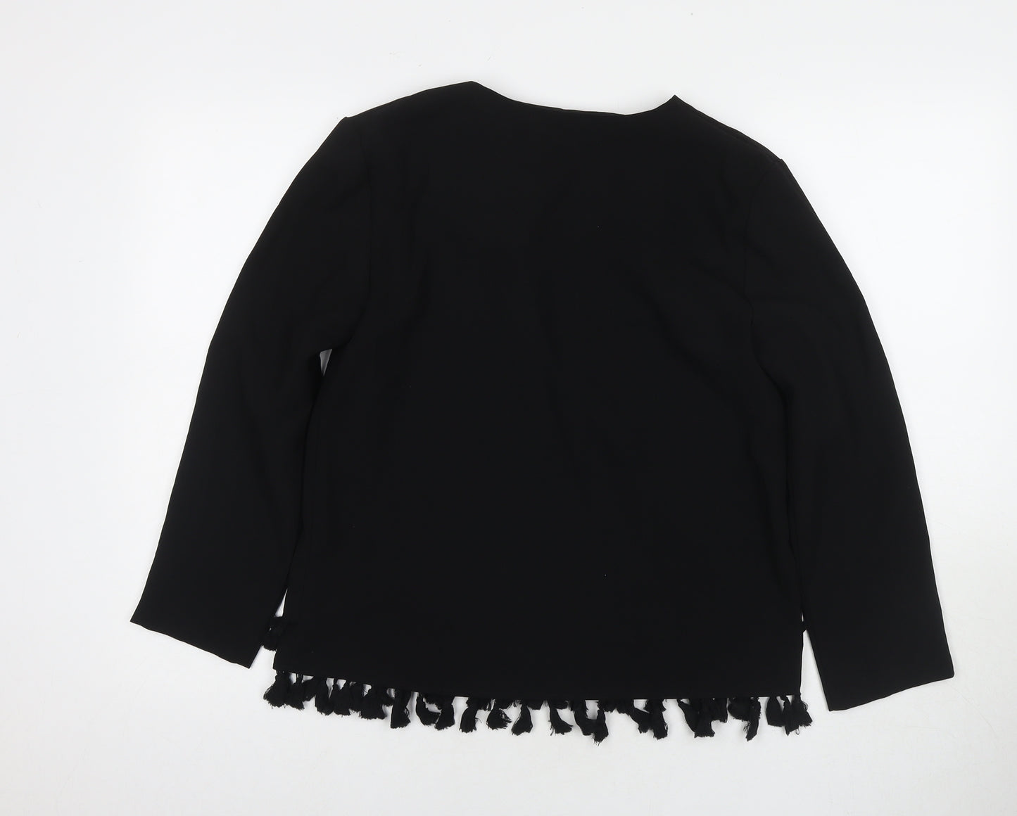 Zara Womens Black Polyester Basic Blouse Size S Round Neck