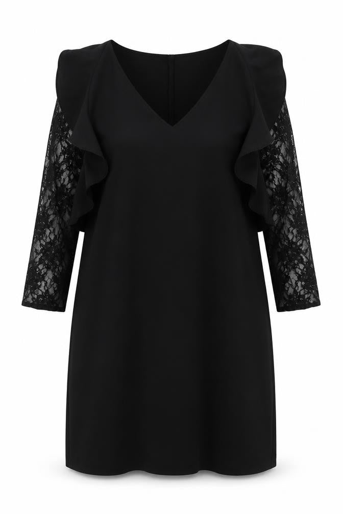 Front view of Zara women’s black polyester a-line, size S, round neck pullover