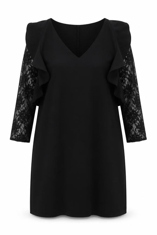 Front view of Zara women’s black polyester a-line, size S, round neck pullover