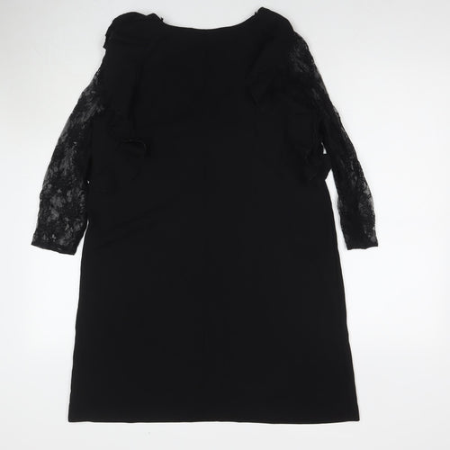 Zara Womens Black Polyester A-Line Size S Round Neck Pullover