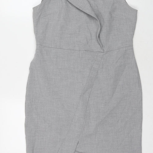 NEXT Womens Grey Polyester A-Line Size 14 Round Neck Zip
