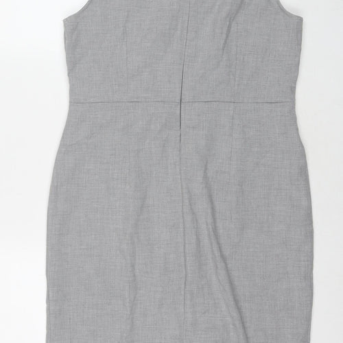 NEXT Womens Grey Polyester A-Line Size 14 Round Neck Zip
