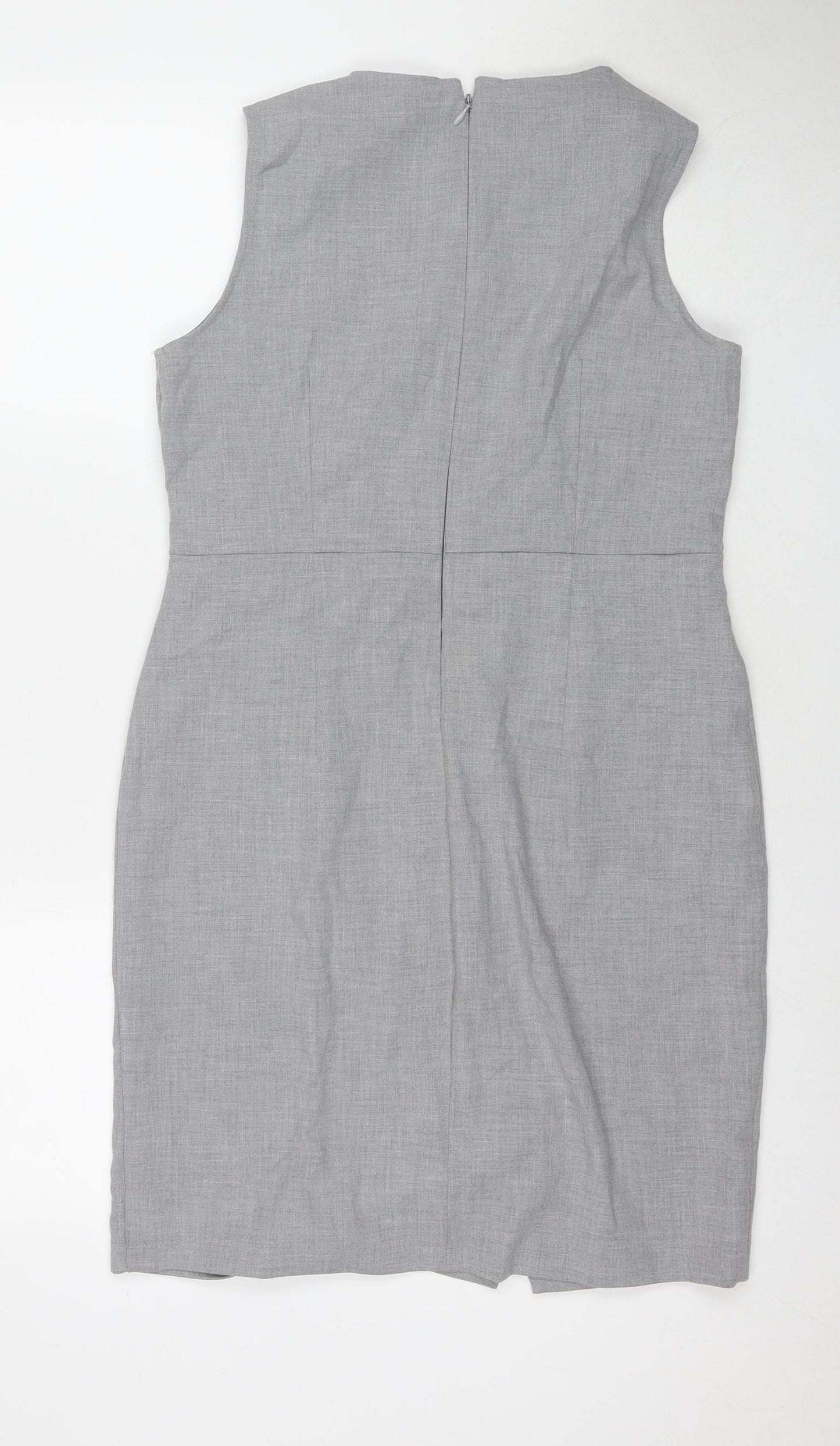 NEXT Womens Grey Polyester A-Line Size 14 Round Neck Zip