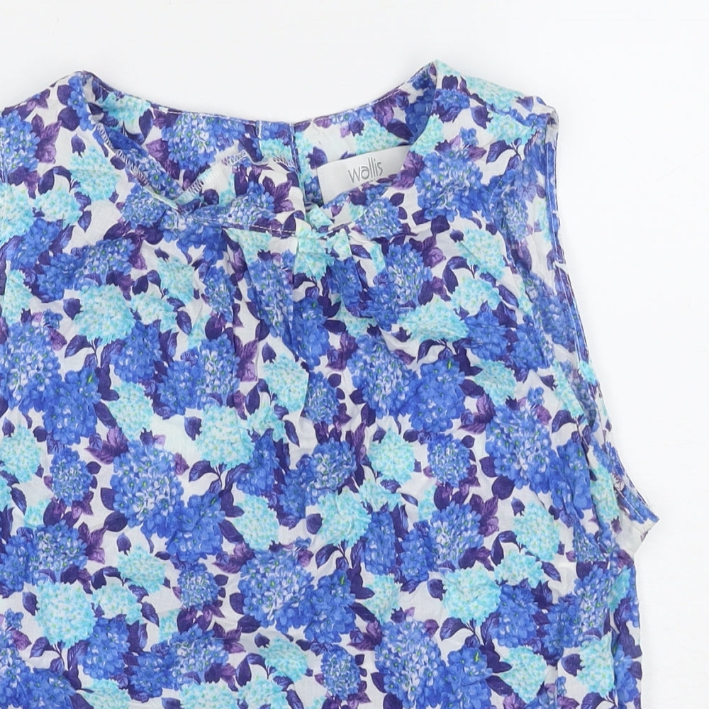 Wallis Womens Blue Floral Cotton Basic Button-Up Size 16 Collared