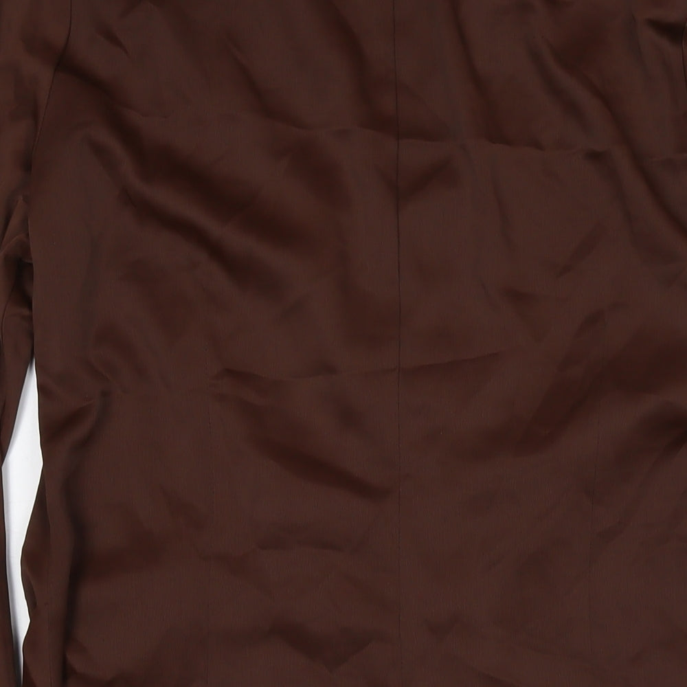 H&M Womens Brown Polyester Shirt Dress Size XL Collared Button