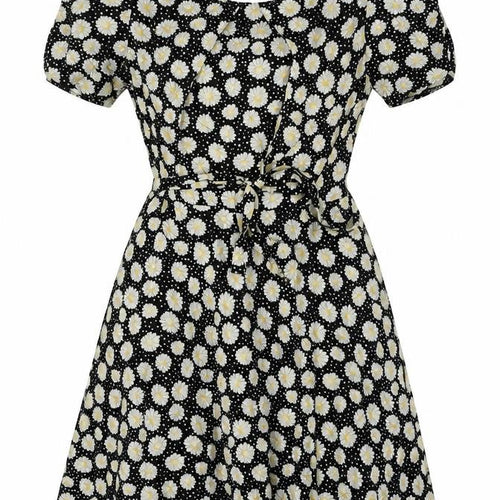 Dorothy Perkins Womens Black Floral Viscose Fit & Flare Size 10 Round Neck Pullover