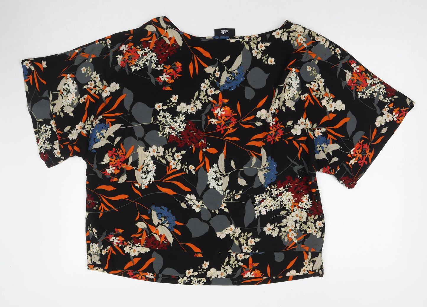 Wallis Womens Multicoloured Floral Polyester Basic Blouse Size L Round Neck