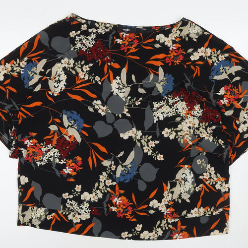 Wallis Womens Multicoloured Floral Polyester Basic Blouse Size L Round Neck