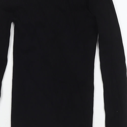 Zara Womens Black Round Neck Viscose Pullover Jumper Size S - Cold Shoulder