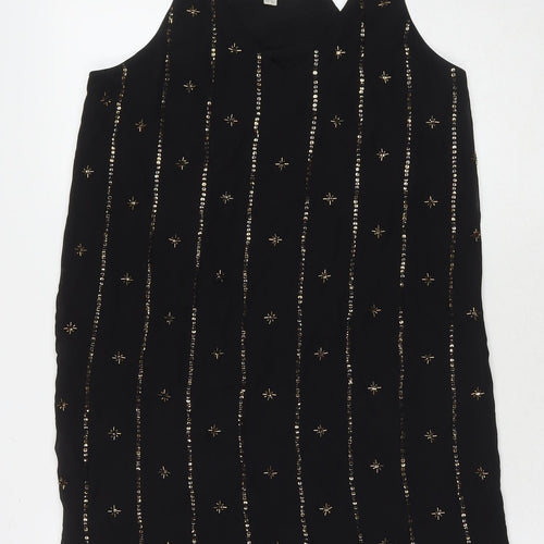 LOFT Womens Black Polyester A-Line Size XS Round Neck Pullover - Sequin Detail
