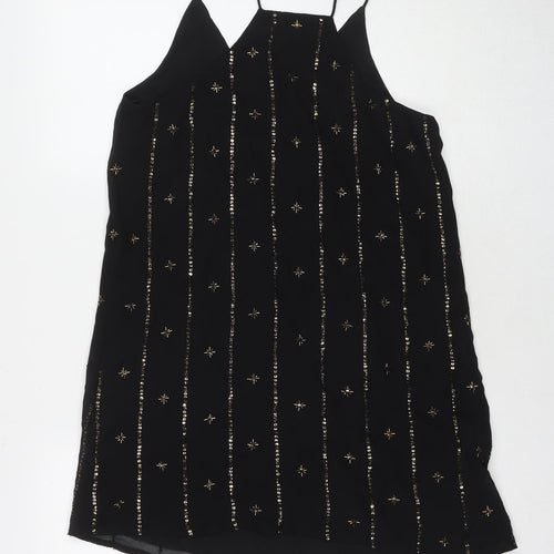 LOFT Womens Black Polyester A-Line Size XS Round Neck Pullover - Sequin Detail