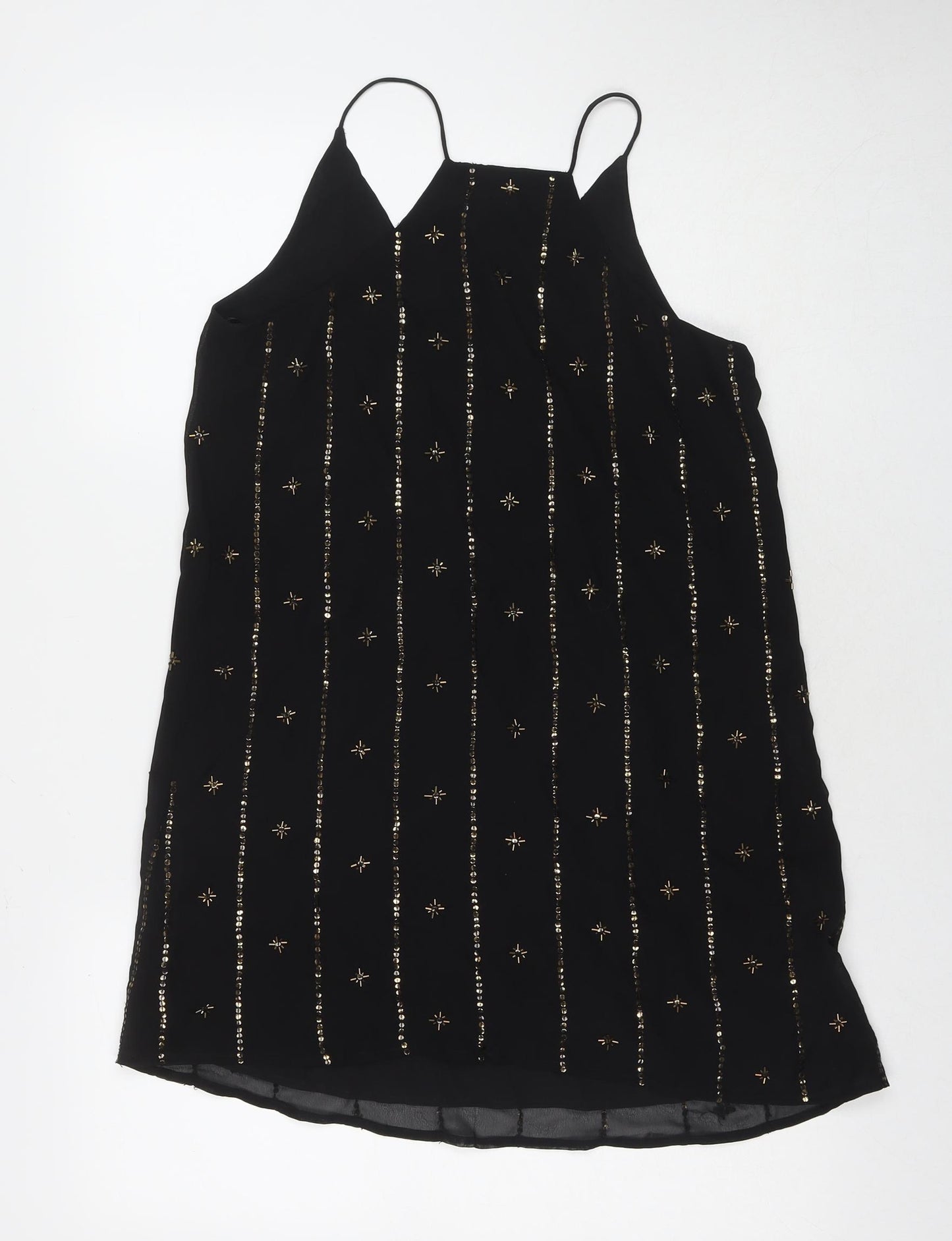 LOFT Womens Black Polyester A-Line Size XS Round Neck Pullover - Sequin Detail