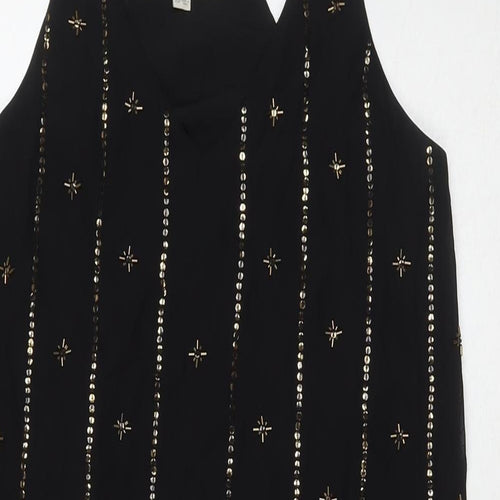 LOFT Womens Black Polyester A-Line Size XS Round Neck Pullover - Sequin Detail