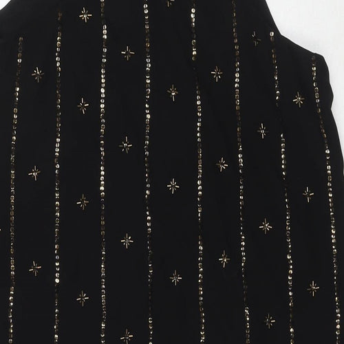 LOFT Womens Black Polyester A-Line Size XS Round Neck Pullover - Sequin Detail