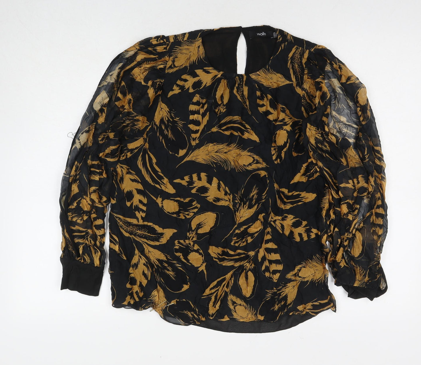 Wallis Womens Black Geometric Viscose Basic Blouse Size 18 Round Neck