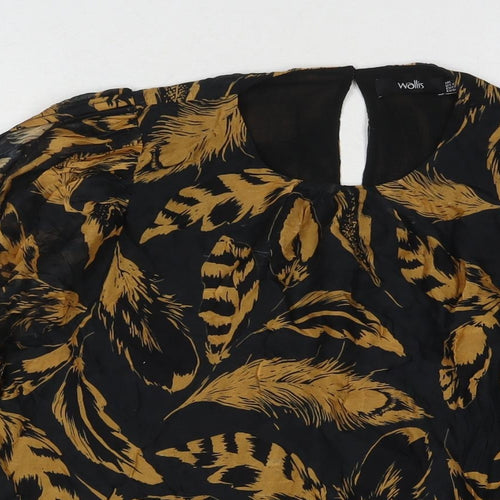 Wallis Womens Black Geometric Viscose Basic Blouse Size 18 Round Neck