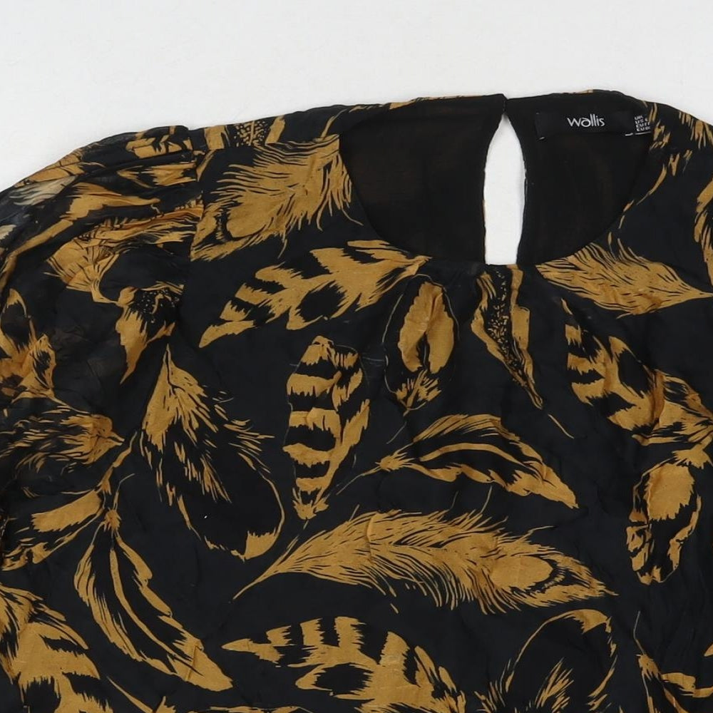 Wallis Womens Black Geometric Viscose Basic Blouse Size 18 Round Neck